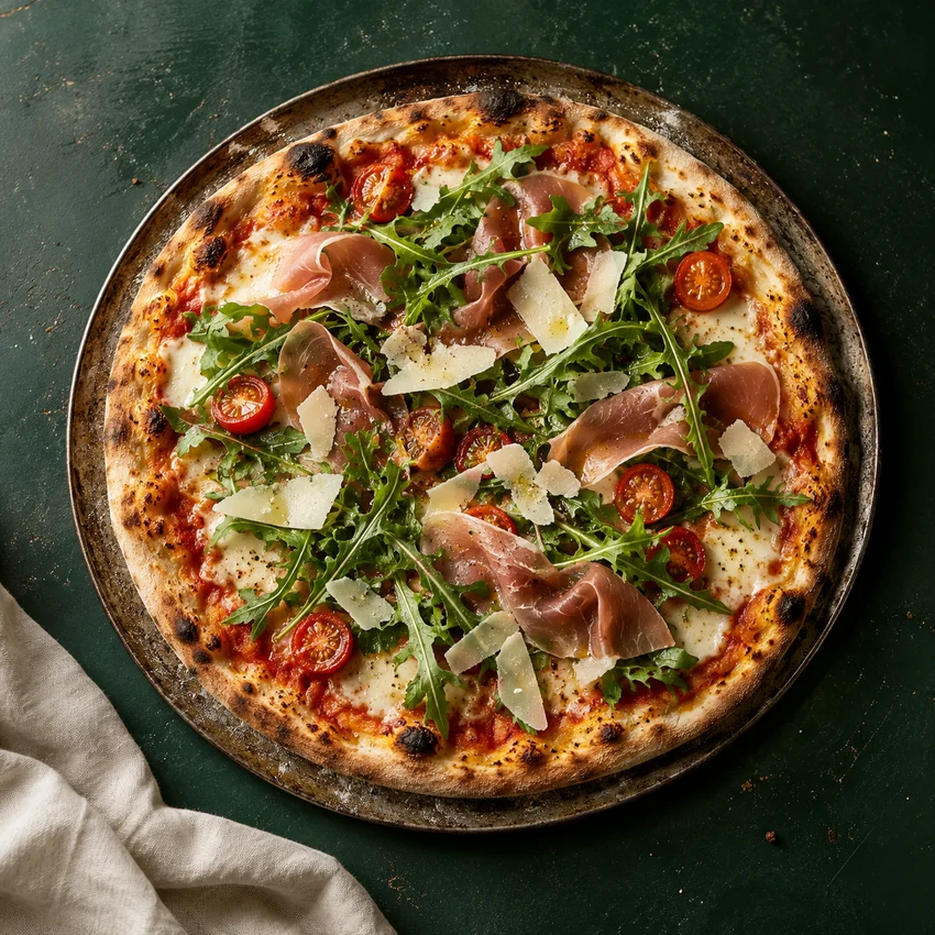 Pizza med parmaskinke og rucola — inspirationsbillede