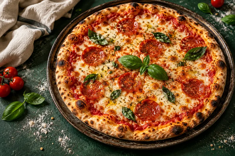 Pizza med pepperoni — inspirationsbillede